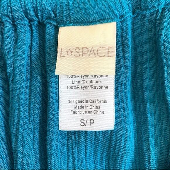 L*Space Mediterranean Spirt Teal Off The Shoulder Split Bell Sleeve Romper Sz S - Picture 6 of 9